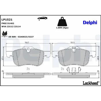 Brzdová destička Sada brzdových destiček, kotoučová brzda DELPHI LP1521