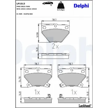 Brzdová destička Sada brzdových destiček, kotoučová brzda DELPHI LP1513