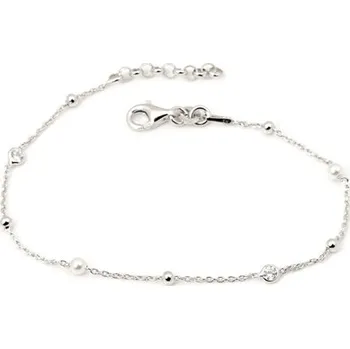 Náramek Dámský stříbrný kuličkový-perličkový náramek se zirkony 78700F 17-19 cm