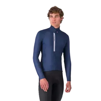 cyklistický dres Castelli pánský termo dres, Entrata, Belgian Blue/Silver Gray - XL