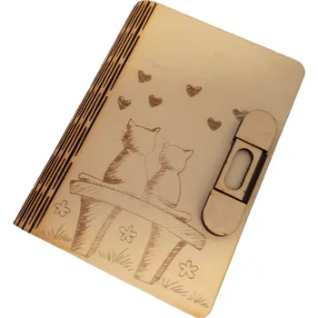 Dary dřeva Dřevěná knížka na dárky - kočka