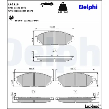 Brzdová destička Sada brzdových destiček, kotoučová brzda DELPHI LP2218