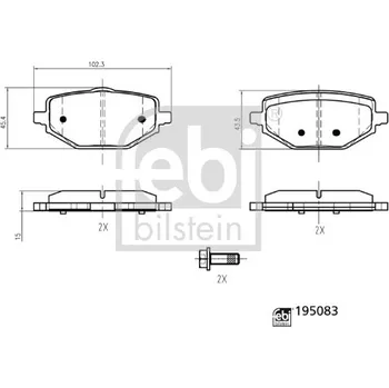 Brzdová destička Sada brzdových destiček, kotoučová brzda FEBI BILSTEIN 195083