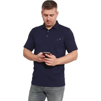 Pánská košile Polokošile krátký rukáv BAHAN tmavá modrá M