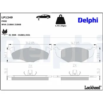 Brzdová destička Sada brzdových destiček, kotoučová brzda DELPHI LP1249