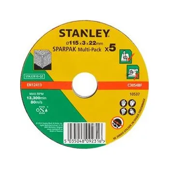 Dílna Stanley kotouče na beton, kámen vypouklé O 115x22mm, tl. 3,2mm, 5ks