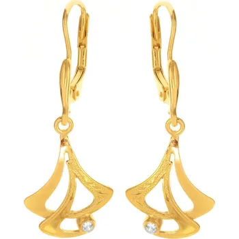 Náušnice Argento 66508 Pozlacené stříbrné náušnice - s ručním gravírem, čirý kulatý zirkon