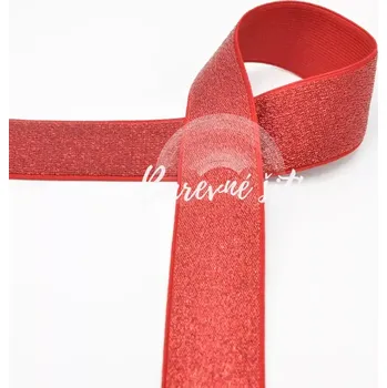 Prádlová guma červená TŘPYTIVÁ (E) (Prádlové gumy)