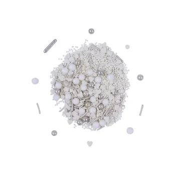 Jedlá dekorace na dort Cukrová dekorace (PME) - White Wedding (kuličky, srdíčka, tyčinky)/ 60 g