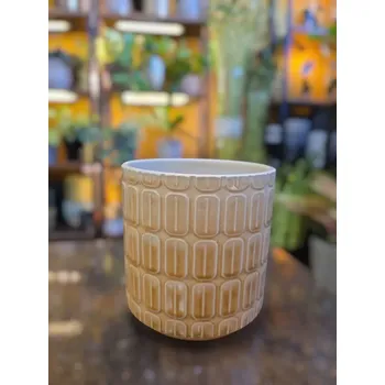 Keramický obal žlutý vzorový na pr. 12cm