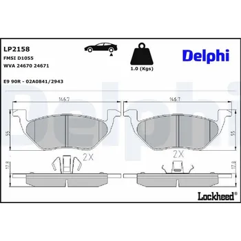 Brzdová destička Sada brzdových destiček, kotoučová brzda DELPHI LP2158
