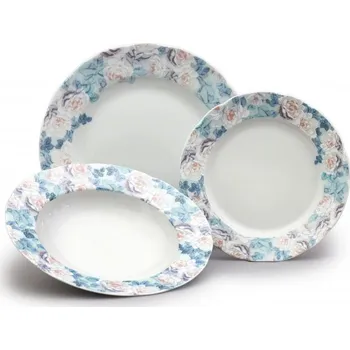 Talíř Thun 1794 Rose, talířová souprava, český porcelán, růžičky, 18 d.