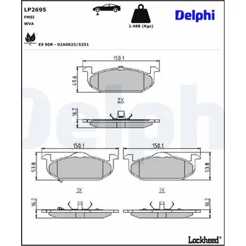 Brzdová destička Sada brzdových destiček, kotoučová brzda DELPHI LP2695