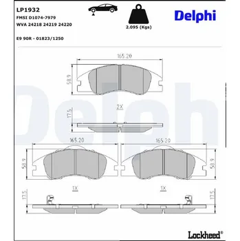 Brzdová destička Sada brzdových destiček, kotoučová brzda DELPHI LP1932
