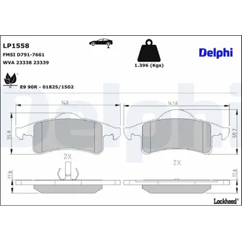 Brzdová destička Sada brzdových destiček, kotoučová brzda DELPHI LP1558