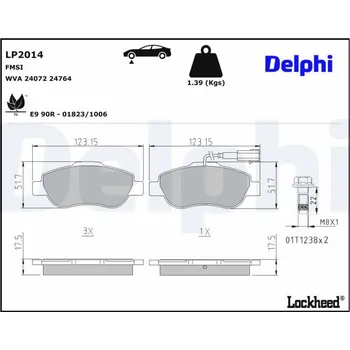 Brzdová destička Sada brzdových destiček, kotoučová brzda DELPHI LP2014