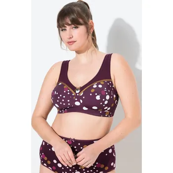 Podprsenka Ulla Popken, Plus size Odlehčující podprsenka, bez kostic, puntíky, košíčky C-H pro plnoštíhlé nadměrná velikost, 841582844-1111, nachový, 90E, Nadměrné velikosti, Plus size oblečení, Oblečení pro boubelky, Oblečení pro baculky, Oblečení pro plnoštíhlé, O