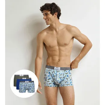 Boxerky DIM VIBES BOXER 3x - Men's Fashion Boxer Shorts 3 pcs - Blue - Grey - Light Blue DIM modrá | světle modrá | kaki | vícebarevná | vícebarevná 3423739