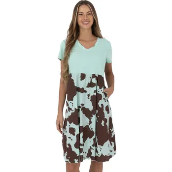 Dámské šaty Dámské šaty DHJ SK 253701.80 Mintová s hnědou - FPrice tyrkys - hnědá one size