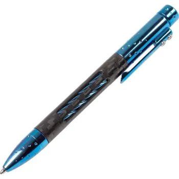 Lionsteel Twist Pen Titanium BLUE SHINE s uhlíkovými vlákny. Fisher Space náplň NY FC BLS
