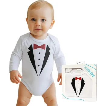 Kojenecký body Body s potiskem New Baby smoking - dárkové balení Bílá 86 (12-18m)