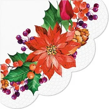 Papírový kapesník Ubrousky PAW Dekor R (12ks) Poinsettia with Cones