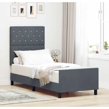 Postel vidaXL Postel s boxspringem s čelo Tmavě šedá 80 x 200 cm samet [3344838]