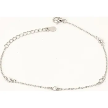 Náramek Dámský stříbrný náramek s čirými zirkony 17-20 cm 79976F