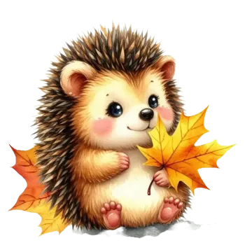 Nažehlovací obrázek - ježek s listy (18,0 x 17,0 cm)