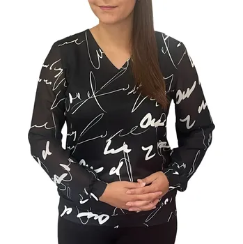 Dámská halenka Halenka Sofistik černo-bílá s průhlednými rukávy velikosti Sofistik: 40