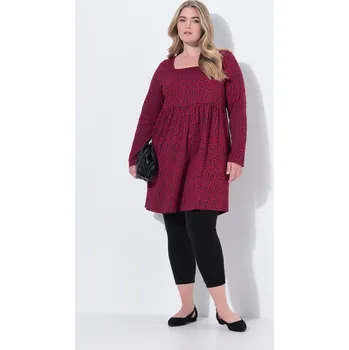 Dámské tričko Ulla Popken, Plus size Dlouhé tričko, A střih, hranatý výstřih, dlouhé rukávy pro plnoštíhlé nadměrná velikost, 844591544-1133, červený, 62/64, Nadměrné velikosti, Plus size oblečení, Oblečení pro boubelky, Oblečení pro baculky, Oblečení pro plnoštíhlé, O