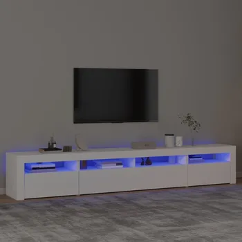 Televizní stolek TV skříňka s LED osvětlením kouřový dub 210 x 35 x 40 cm