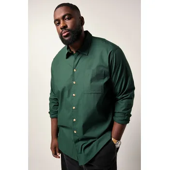 Pánská košile STHUGE, Plus size Košile STHUGE, dlouhé rukávy, potisk na zádech do 8XL pro plnoštíhlé nadměrná velikost, 842230450-1454, tyrkysový, 5XL, Plus size oblečení, Oblečení pro vysoké muže, Nadměrné velikosti, Oblečení pro plnoštíhlé.