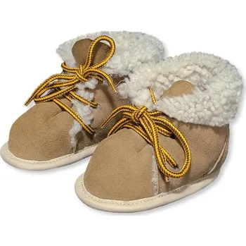 Kojenecké oblečení Ovčíno dětské kožené botičky - capáčky z jehnětiny 12 cm