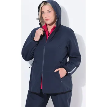 Pláštěnka Ulla Popken, Plus size Pláštěnka, lehká, kapuce, nepromokavá, skladná pro plnoštíhlé nadměrná velikost, 830548130-1131, modrý, 54/56, Nadměrné velikosti, Plus size oblečení, Oblečení pro boubelky, Oblečení pro baculky, Oblečení pro plnoštíhlé, Oblečení pr