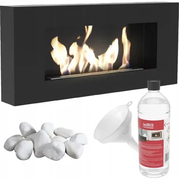 Krbová kamna Nástěnný krb na bioethanol DELTA FLAT černá s prosklením TÜV sada DELTA/FLAT/TUV/Z