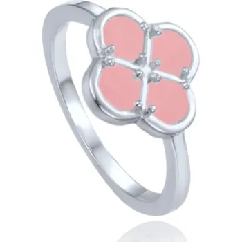 Prsten MINET 925/1000 Stříbrný prsten čtyřlístek s růžovým jadeitem JMAS7058RR