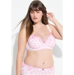 Ulla Popken, Plus size Podprsenka s kosticemi, měkké košíčky, ozdobné stuhy, B-F pro plnoštíhlé nadměrná velikost, 845422504-1113, růžový, 100F, Nadměrné velikosti, Plus size oblečení, Oblečení pro boubelky, Oblečení pro baculky, Oblečení pro plnoštíhlé,