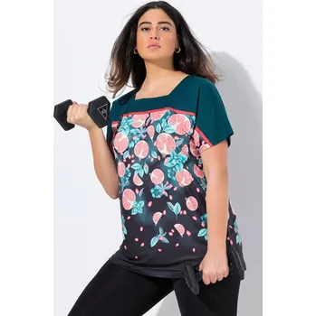 Dámské tričko Ulla Popken, Plus size Funkční tričko, oversize, hranatý výstřih, krátké rukávy pro plnoštíhlé nadměrná velikost, 840520100-1131, černý, 54/56, Nadměrné velikosti, Plus size oblečení, Oblečení pro boubelky, Oblečení pro baculky, Oblečení pro plnoštíhlé, O