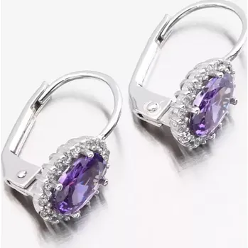 Náušnice Dámské náušnice ametyst bílé zlato 115P-129030