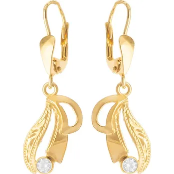 Náušnice Argento 67206 Pozlacené stříbrné náušnice - s ručním gravírem, čirý kulatý zirkon