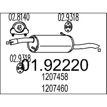Výfukový systém Zadní tlumič výfuku MTS 01.92220
