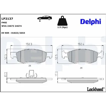 Auto-moto Sada brzdových destiček, kotoučová brzda DELPHI LP2137