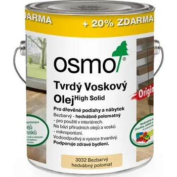 Olej na dřevo OSMO Tvrdý voskový olej ORIGINAL 3 l polomat 3032 + Dárek zdarma