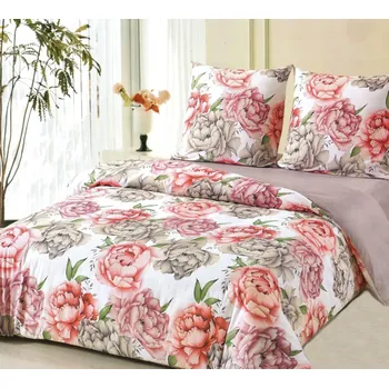 Povlečení Oboustranná ložní souprava z bavlněného saténu s motivem pivoňky Šířka: 160 cm | Délka: 200 cm