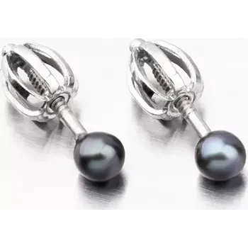 Náušnice Dámské náušnice perla bílé zlato 52GZ-3003B-SR-Black