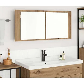 Koupelnový nábytek vidaXL LED zrcadlová skříň s policí dub artisan 100 x 12 x 45 cm [875043]