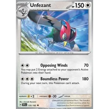 Sběratelská karetní hra Pokémon TEF 135/162 Unfezant - Temporal Forces Stav: Near Mint, Verze: REVERSE HOLO