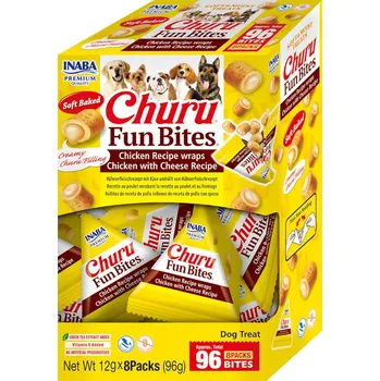 Pamlsek pro psa Inaba Churu Dog Box Fun Bites Chicken Wraps kuře se sýrem 8x12 g