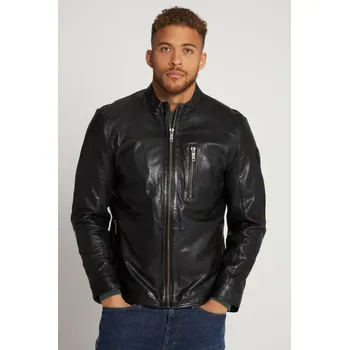 Moto bunda JP1880, Plus size Kožená bunda, motorkářský styl, stojáček, zip pro plnoštíhlé nadměrná velikost, 815880130-1456, černý, 7XL, Plus size oblečení, Oblečení pro vysoké muže, Nadměrné velikosti, Oblečení pro plnoštíhlé.